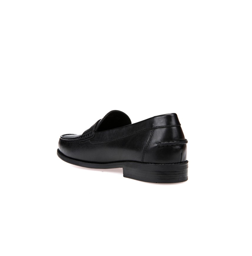 U NEW DAMON B - SMO.LEA - BLACK - MAN - MOCCASINS