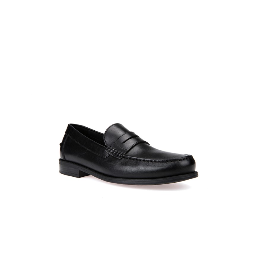 U NEW DAMON B - SMO.LEA - BLACK - MAN - MOCCASINS