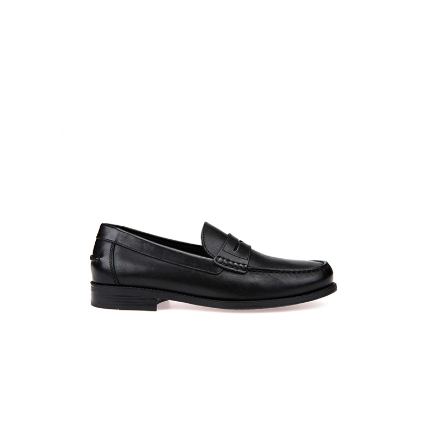 U NEW DAMON B - SMO.LEA - BLACK - MAN - MOCCASINS