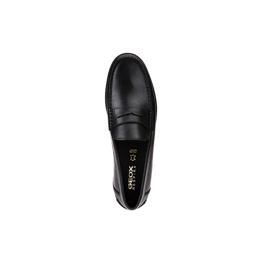 U NEW DAMON B - SMO.LEA - BLACK - MAN - MOCCASINS